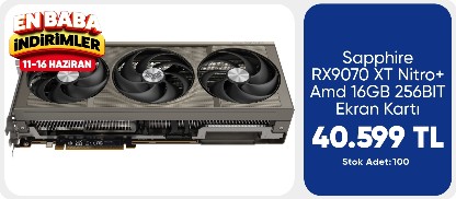 Sapphire RX9070 XT Nitro+ Amd 16GB 256BIT Ekran Kartı