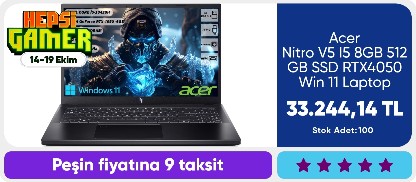 Acer Nitro V5 I5 8GB 512 GB SSD RTX4050 Win 11 Laptop
