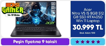 Acer Nitro V5 I5 8GB 512 GB SSD RTX4050 Win 11 Laptop