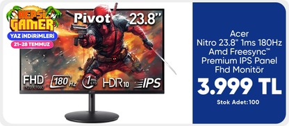Acer Nitro 23.8" 1ms 180Hz Amd Freesync™ Premium IPS Panel Fhd Monitör