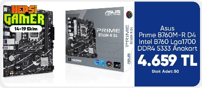 Asus Prıme B760M-R D4 Intel B760 Lga1700 DDR4 5333 Anakart