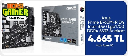 Asus Prıme B760M-R D4 Intel B760 Lga1700 DDR4 5333 Anakart