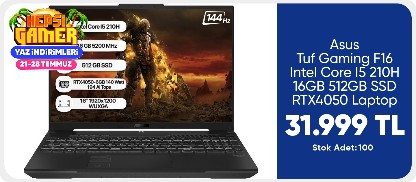 Asus Tuf Gaming F16 Intel Core I5 210H 16GB 512GB SSD RTX4050 Laptop