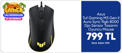Asus Tuf Gaming M3 Gen II Aura Sync Rgb 8000 Dpı Sensor Tasarım Oyuncu Mouse