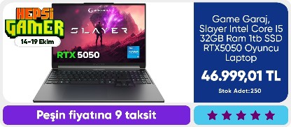 Game Garaj Slayer Intel Core I5 32GB Ram 1tb SSD RTX5050 Oyuncu Laptop