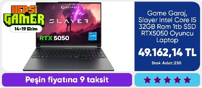 Game Garaj Slayer Intel Core I5 32GB Ram 1tb SSD RTX5050 Oyuncu Laptop