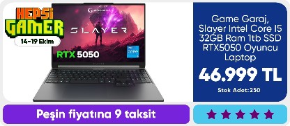 Game Garaj Slayer Intel Core I5 32GB Ram 1tb SSD RTX5050 Oyuncu Laptop