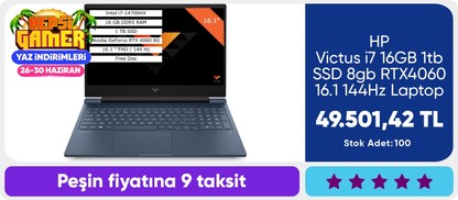 HP Victus i7 16GB 1tb SSD 8gb RTX4060 16.1 144Hz Laptop