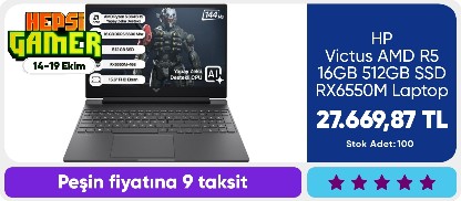 HP Victus AMD R5 16GB 512GB SSD RX6550M Laptop