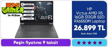HP Victus AMD R5 16GB 512GB SSD RX6550M Laptop
