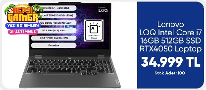 Lenovo LOQ Intel Core i7 16GB 512GB SSD RTX4050 Laptop