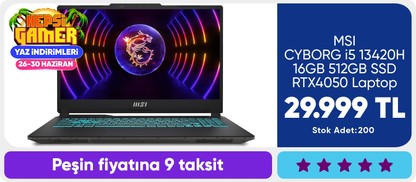 MSI CYBORG i5 13420H 16GB 512GB SSD RTX4050 Laptop