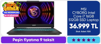 MSI CYBORG Intel Core i7 16GB 512GB SSD Laptop