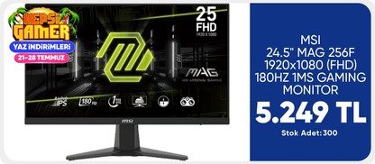 MSI 24.5" MAG 256F 1920x1080 (FHD) 180HZ 1MS GAMING MONITOR