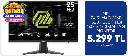 MSI 24.5" MAG 256F 1920x1080 (FHD) 180HZ 1MS GAMING MONITOR
