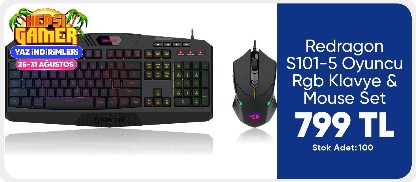 Redragon S101-5 Oyuncu Rgb Klavye & Mouse Set