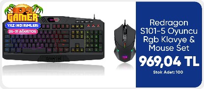 Redragon S101-5 Oyuncu Rgb Klavye & Mouse Set
