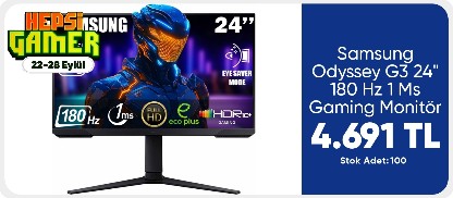 Samsung Odyssey G3 24" 180 Hz 1 Ms Gaming Monitör 