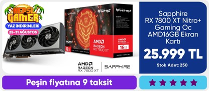 Sapphire RX 7800 XT Nitro+ Gaming Oc AMD16GB Ekran Kartı 