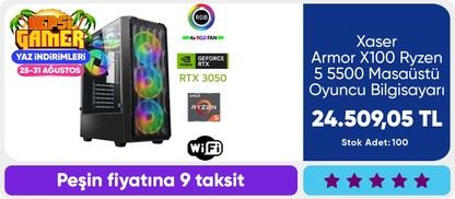 Xaser Armor X100 Ryzen 5 5500 Masaüstü Oyuncu Bilgisayarı