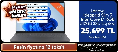 Lenovo Ideapad Slim 3 Intel Core I7 16GB 512GB SSD Laptop