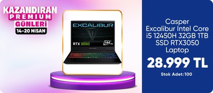 Casper Excalibur Intel Core i5 12450H 32GB 1TB SSD RTX3050 Laptop