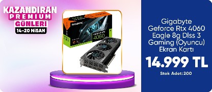 Gigabyte Geforce Rtx 4060 Eagle 8g GV-N4060EAGLE Oc-8gd Gddr6 128BIT DX12 Dlss 3 Gaming (Oyuncu) Ekran Kartı