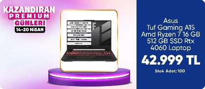 Asus Tuf Gaming A15 FA507NVR-LP005 8gb RTX4060 140W Ryzen 7 7435HS 16GB Ram 512GB SSD 15.6 Inç Fhd 144Hz Taşınabilir Bilgisayar