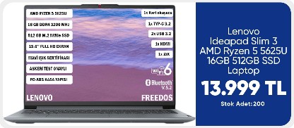 Lenovo Ideapad Slim 3 AMD Ryzen 5 5625U 16GB 512GB SSD Laptop 