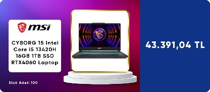 MSI CYBORG 15 Intel Core i5 13420H 16GB 1TB SSD RTX4060 Laptop