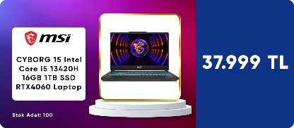 MSI CYBORG 15 Intel Core i5 13420H 16GB 1TB SSD RTX4060 Laptop