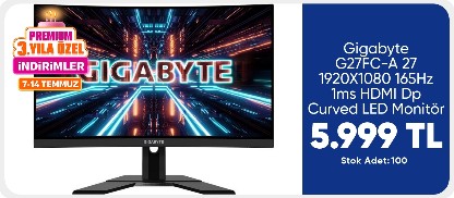 Gigabyte G27FC-A 27 1920X1080 165Hz 1ms HDMI Dp Curved LED Monitör