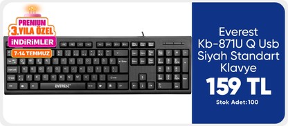 Everest Kb-871U Q Usb Siyah Standart Klavye