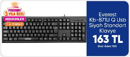 Everest Kb-871U Q Usb Siyah Standart Klavye