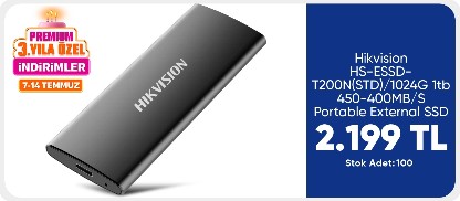 Hikvision HS-ESSD-T200N(STD)/1024G 1tb 450-400MB/S Portable External Taşınabilir SSD