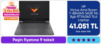 HP Victus Amd Ryzen 7-8845HS 16GB 1tb 8gb RTX4060 15.6 Laptop