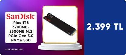 Sandisk Plus 1TB 3200MB-2500MB M.2 PCIe Gen 3.0 NVMe SSD 