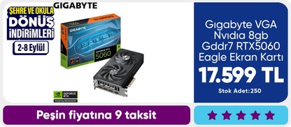 Gıgabyte VGA Nvıdıa 8gb Gddr7 RTX5060 Eagle Ekran Kartı