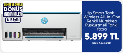 Hp Smart Tank - Wireless All-In-One Renkli Mürekkep Püskürtmeli Tanklı Yazıcı