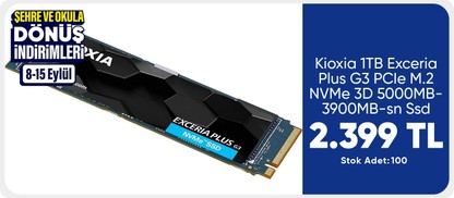 Kioxia 1TB Exceria Plus G3 PCIe M.2 NVMe 3D 5000MB-3900MB-sn Ssd