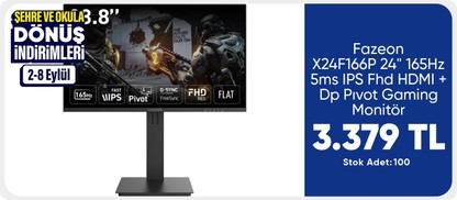 Fazeon 24" 165Hz 5ms IPS Fhd HDMI + Dp Pıvot Gaming Monitör		