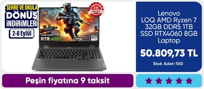 Lenovo LOQ AMD Ryzen 7 32GB DDR5 1TB SSD RTX4060 8GB Laptop