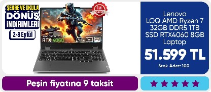 Lenovo LOQ AMD Ryzen 7 32GB DDR5 1TB SSD RTX4060 8GB Laptop