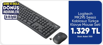 Logitech MK295 Sessiz Kablosuz Türkçe Klavye Mouse Seti - Siyah