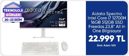 Aidata Spectra Intel Core i7 16GB 512GB SSD All in One Bilgisayar