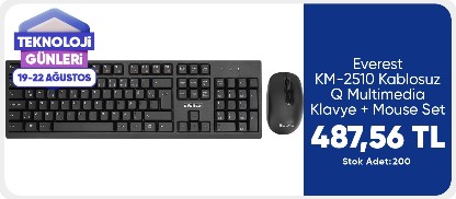 Everest KM-2510 Kablosuz Q Multimedia Klavye + Mouse Set