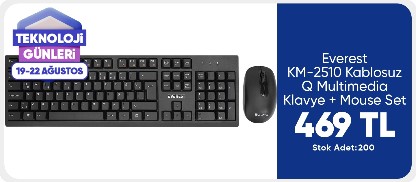 Everest KM-2510 Kablosuz Q Multimedia Klavye + Mouse Set