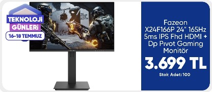 Fazeon X24F166P 24" 165Hz 5ms IPS Fhd HDMI + Dp Pıvot Gaming Monitör