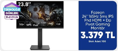 Fazeon 24" 165Hz 5ms IPS Fhd HDMI + Dp Pıvot Gaming Monitör