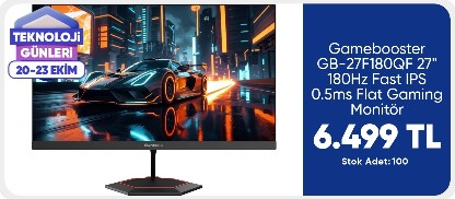 Gamebooster GB-27F180QF 27" 180Hz Fast IPS 0.5ms Mprt 2k Qhd 2xhdmı+2xdp Rgb Flat Gaming Monitör
